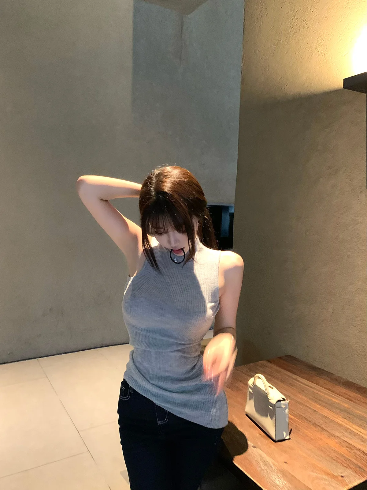 

Liuu Knitted Vest Women Summer Inner Wear Outer Wear Slimming Design Sensation Svel T-irt Polyester Fiber Casual Sle