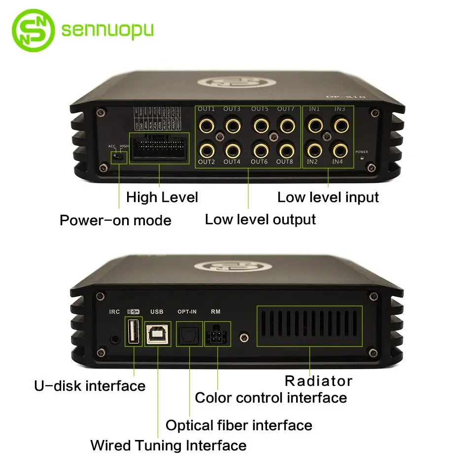 Sennuopu – Ampli auto 4 canaux avec DSP 8 canaux, amplificateur de voiture avec processeur de signal numérique et télécommande LCD