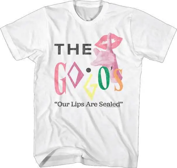 

The Go-Go's T-Shirt Girls Music Band Our Lips Are Sealed New White Cotton Merch