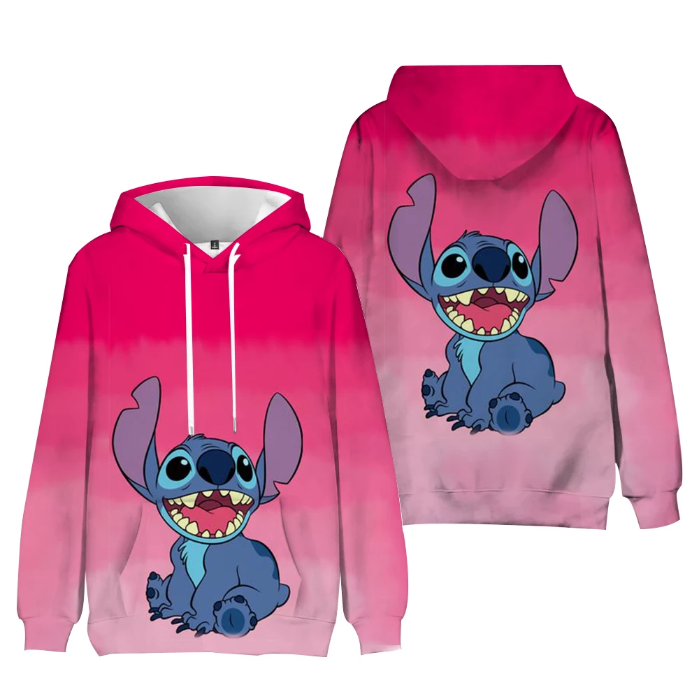 Moletons femininos Lilo Stitch Pulôver dos desenhos animados, roupas casuais, moletom com capuz feminino, moda kawaii, cor doce,