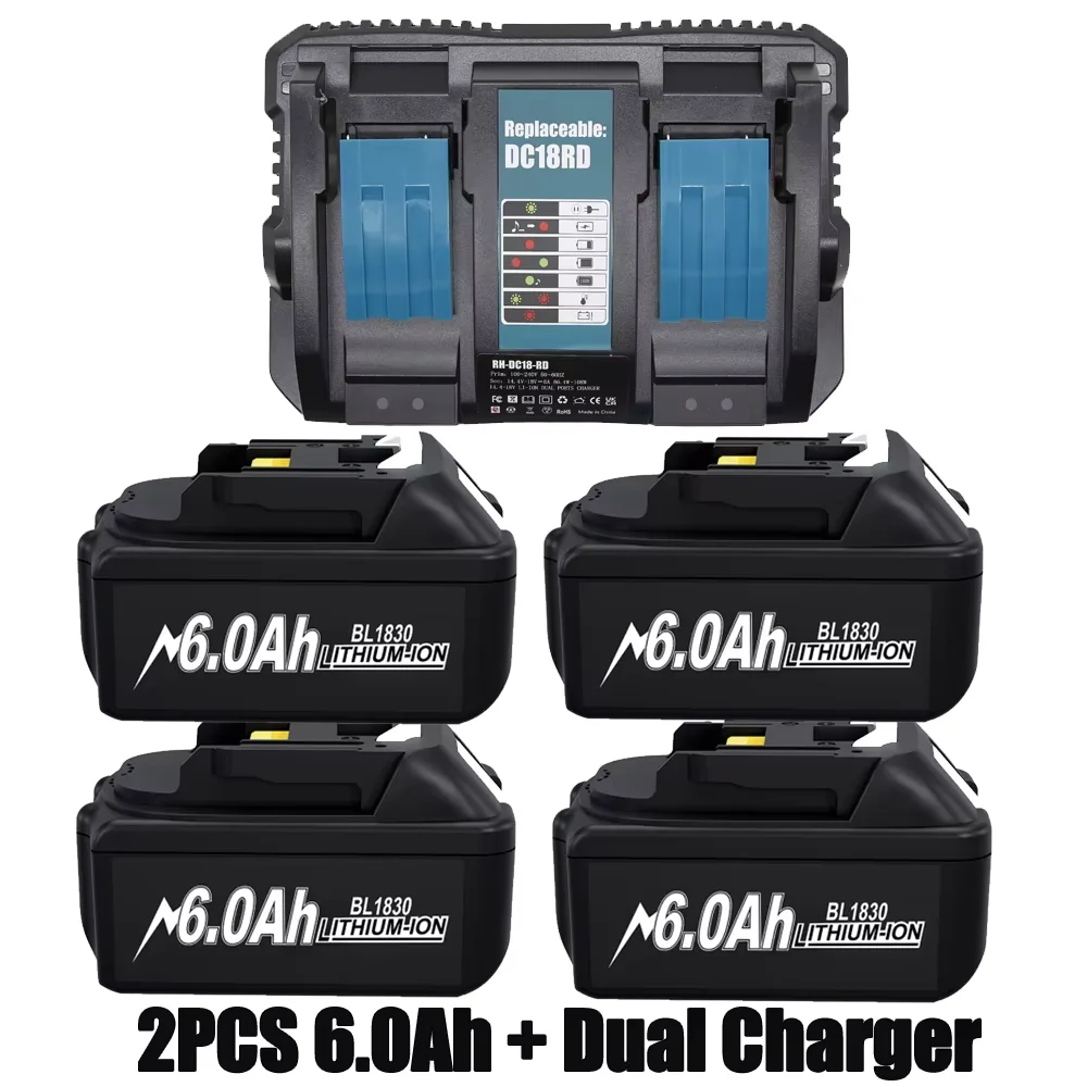 6A Voor Makita BL1830 Batterij 18V Gereedschap Vervanging Voor Makita BL1830 BL1860 BL1890 Compatibel Voor Makita 18V batterij Oplader