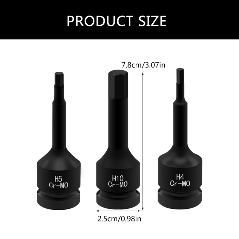 2024 New Pneumatics Hexagonal Socket Set with Multiple Size Impact Hexagonal Bit for Workshop and Home