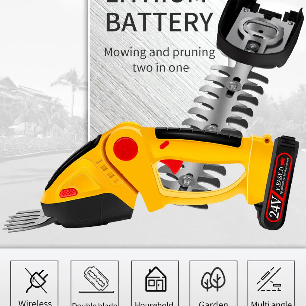 Electric Hedge Trimmer Cordless Garden Pruner Shrub Grass Shear Tool Handheld Power Hedge Cutter Plant Branch Trimming Machine