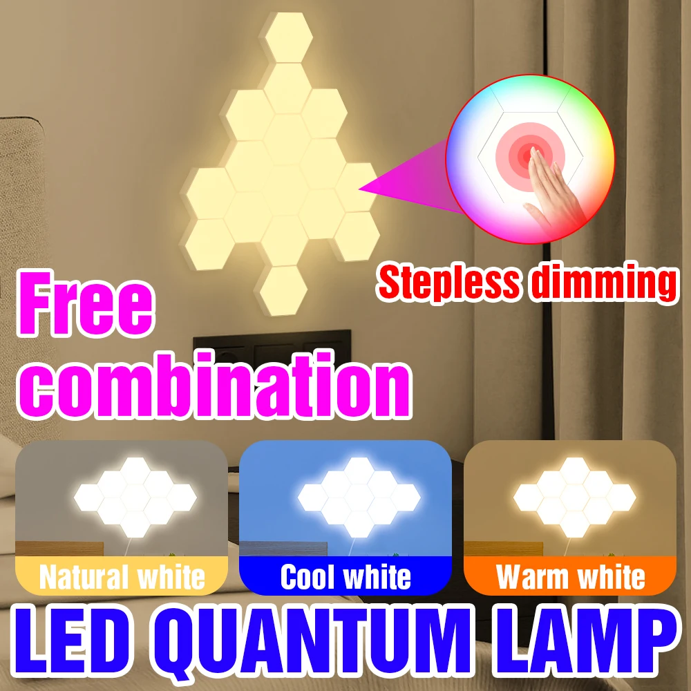 

LED Night Light DIY Quantum Panel Lamp Hexagons Modular Touch Sensitive Sensor Wall Light Bedroom Decoration Creative Nightlight