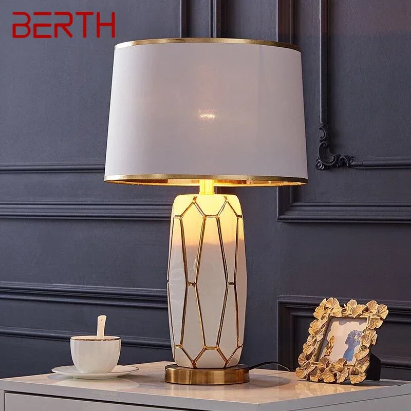 BERTH Contemporary ceramics Table Lamp luxurious Living Room Bedroom  Bedside Desk Light  Hotel engineering Decorative
