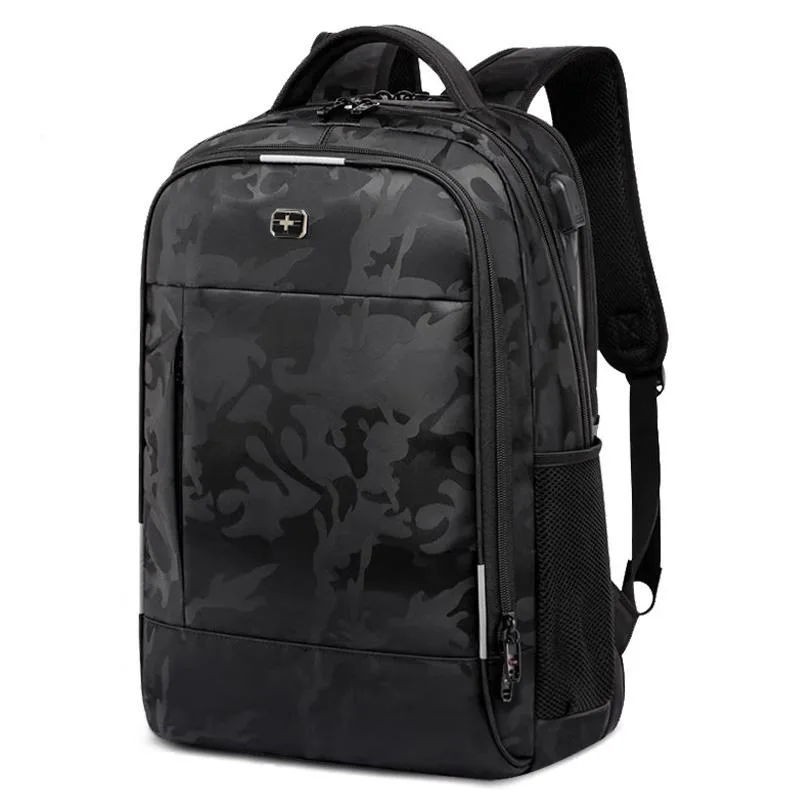 

Швейцарский рюкзак, мужская большая вместительная деловая дорожная сумка для ноутбука, водостойкая USB-зарядка, эргономичная школьная сумка с защитой от разрыва, походная