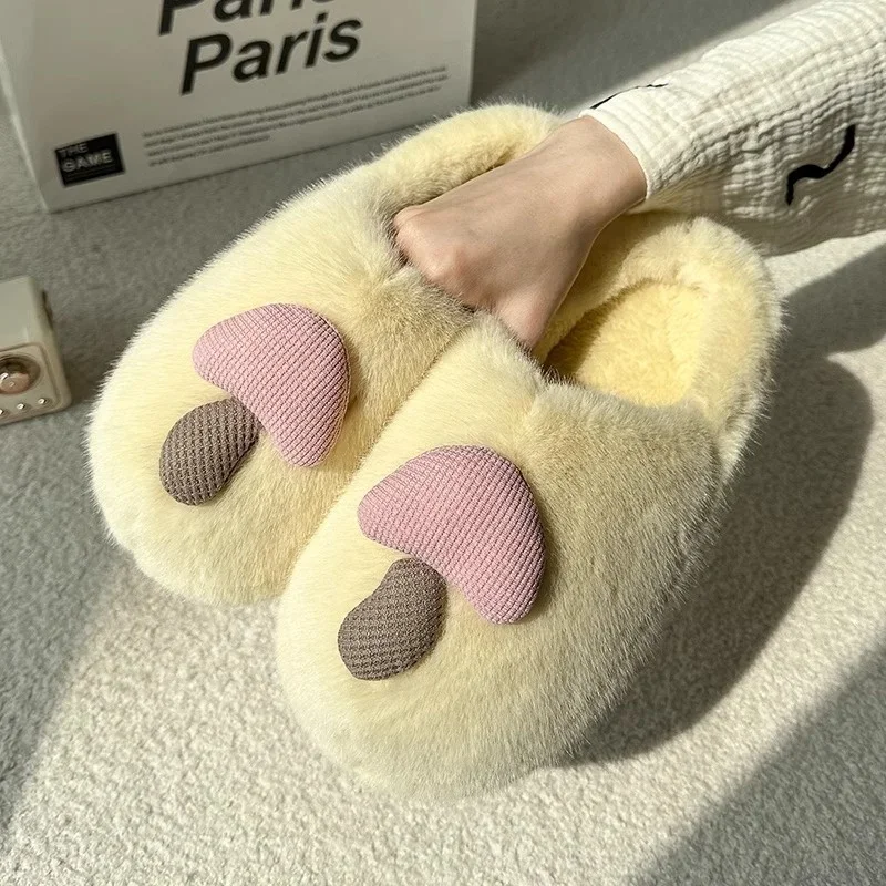 2026 New Women Plush Cotton Slippers, Odor Resistant Warm Fuzzy Indoor House Shoes, 1 Pair Winter Home Footwear