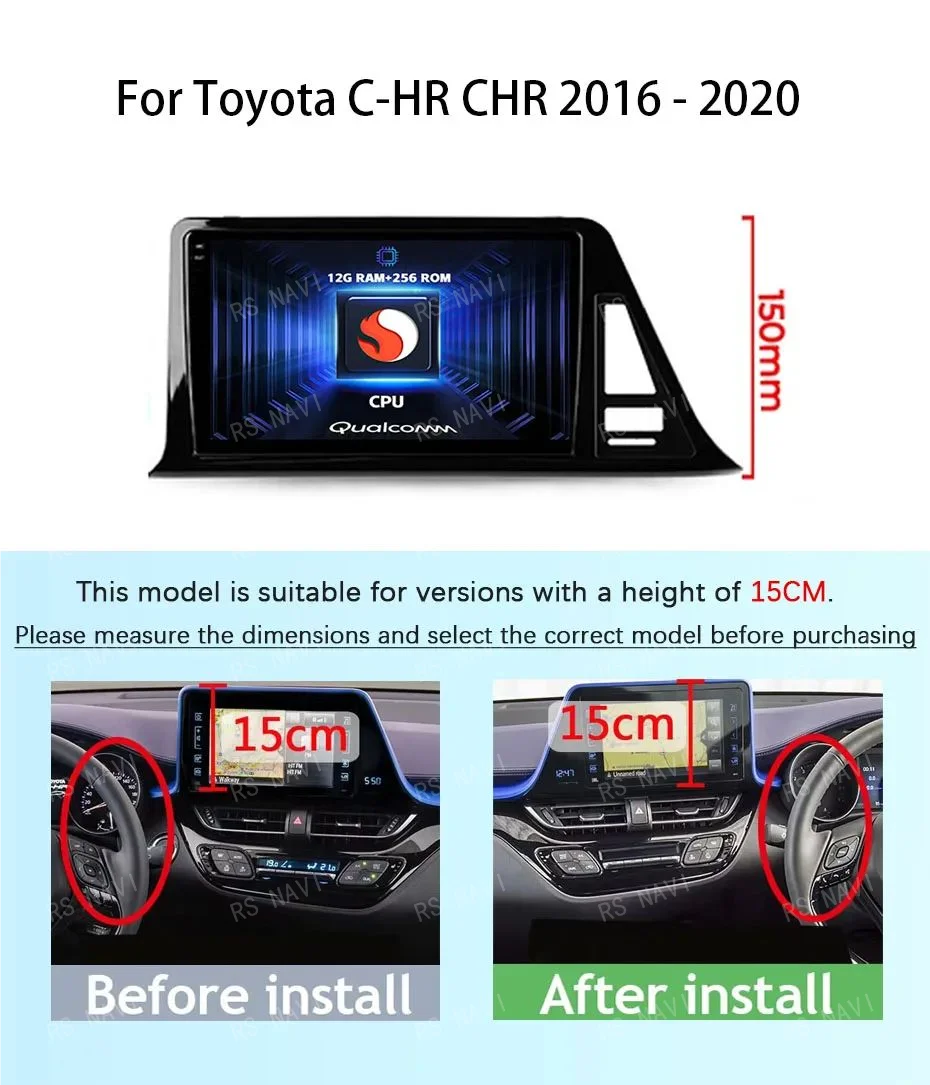 Android15 Car Radio For Toyota C-HR CHR 2016 - 2018 2019 2020 Navigation GPS Multimedia Video Player Stereo Carplay BT 360Camera