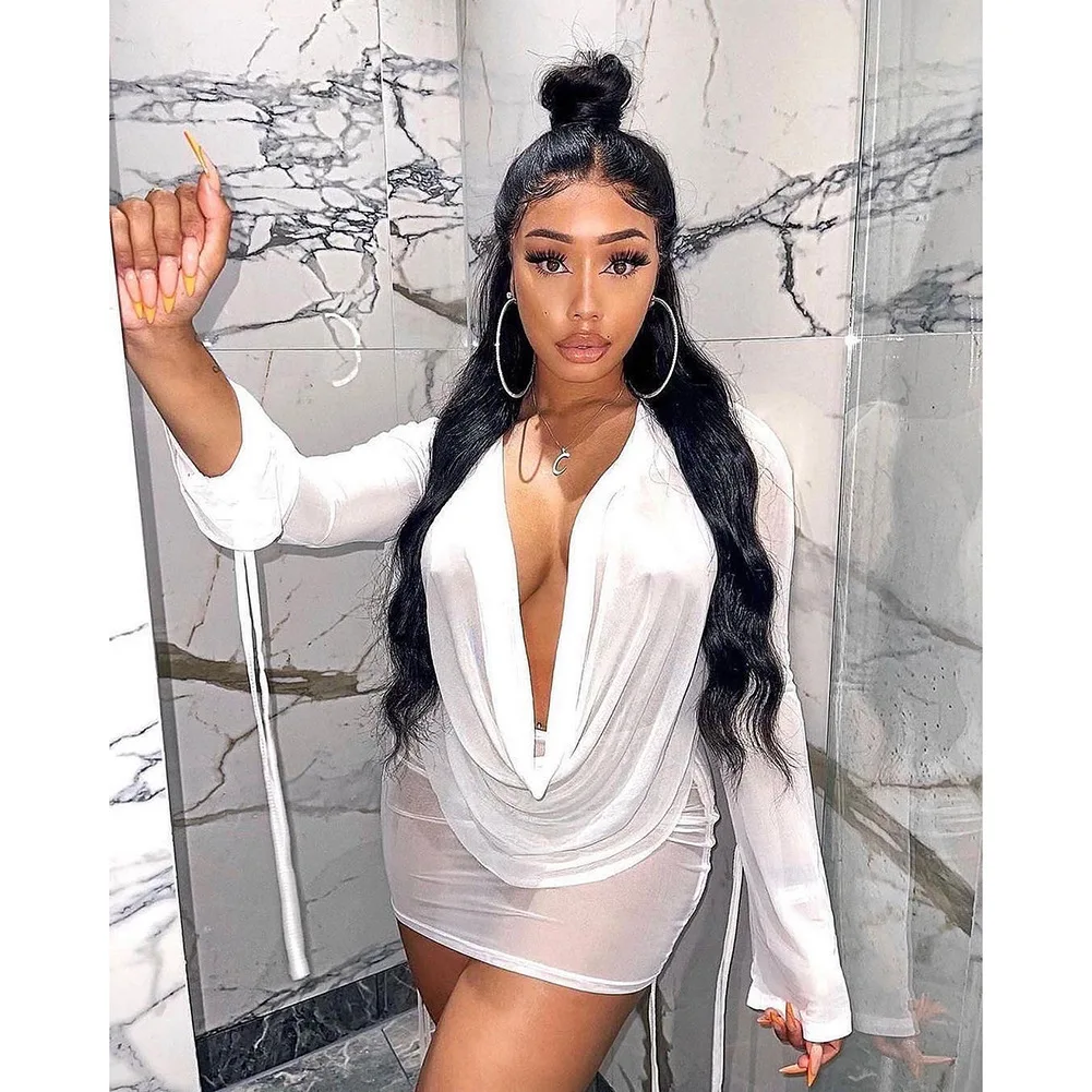 Y2K Streetwear Perspectivity Mesh Women Dress Nightclub Party Rave Short Skirt Deep V Neck Sexy Slim Mini Club Evening Dresses