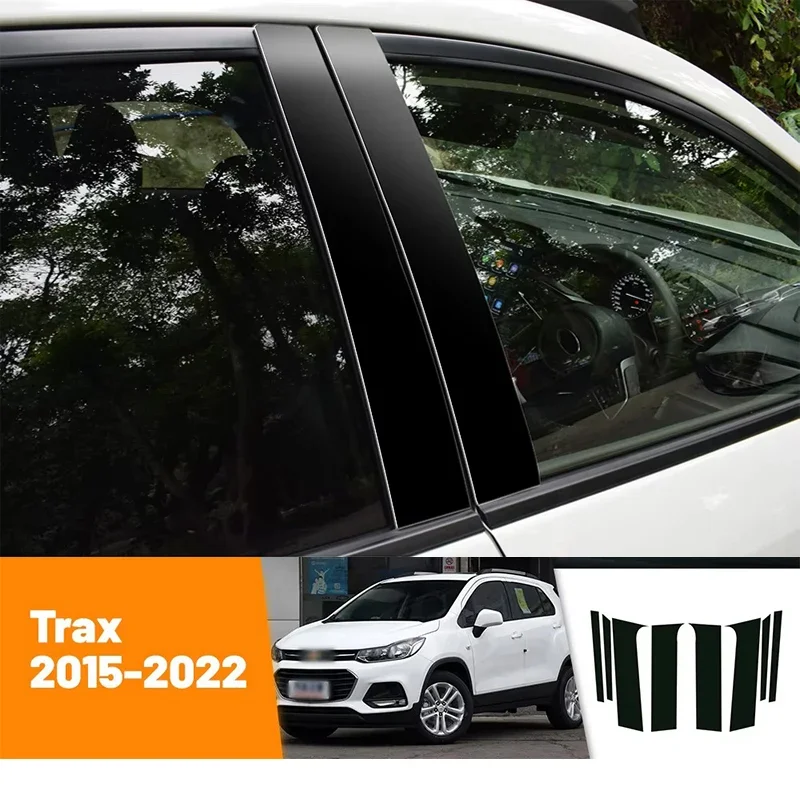 

For Chevrolet Trax 2015-2022 2016 2017 2018 2019 Black Carbon Fiber Doors and Windows B C Pillars Column Decorative Stickers