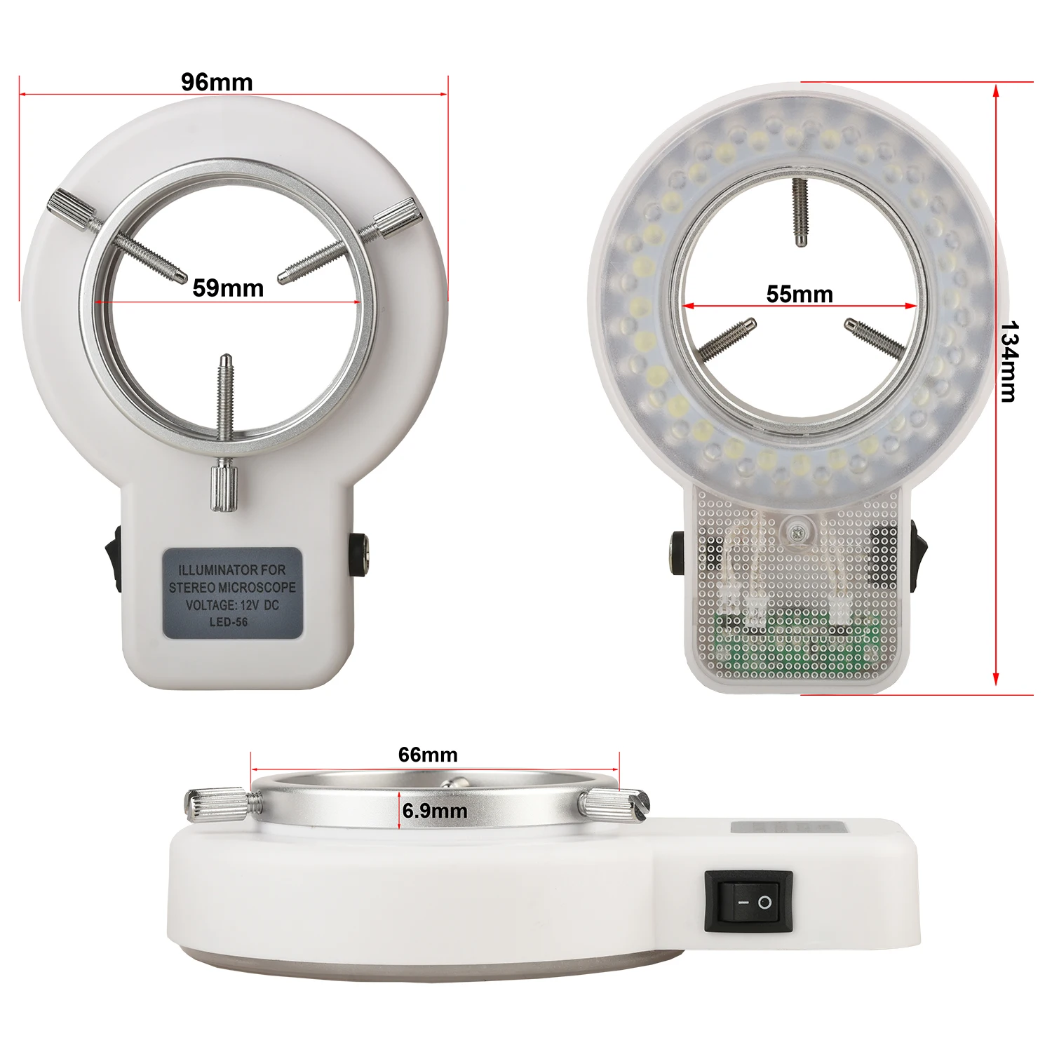 KOPPACE 59mm Installation Interface Microscope Adjustable Ring Light LED Light Source 56 Lamp Beads 360 Degree Rotation