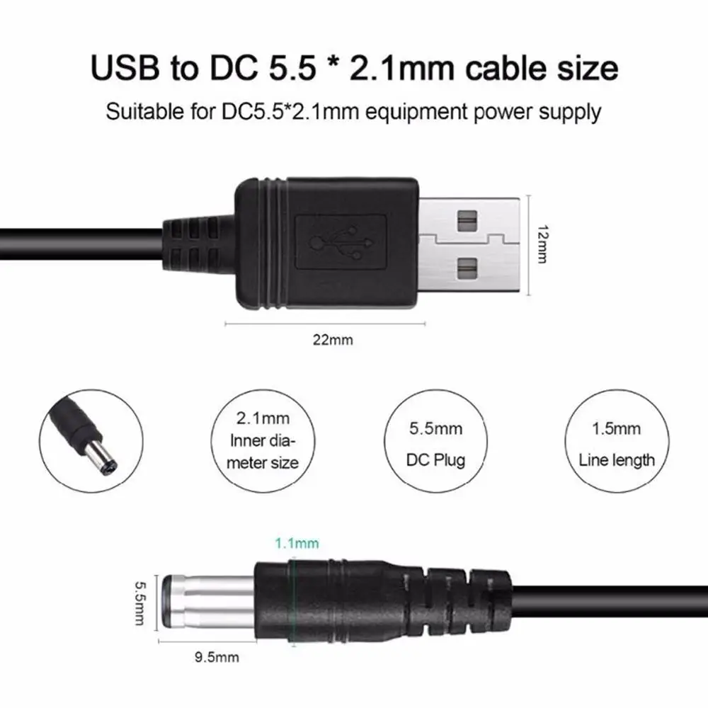 Plug Laptop Power Adapter Charging Cord HUB Splitter DC Power Supply Adapter Interchangeable Plugs USB to DC Jack DC Connector