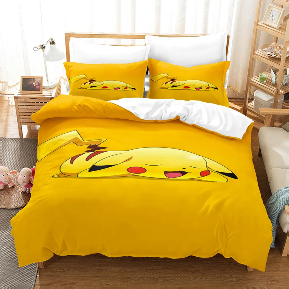 Pokémon Pikachu 3D Children'S Bedding Set Printed Children'S Duvet Cover 3-Piece Home Christmas Gifts