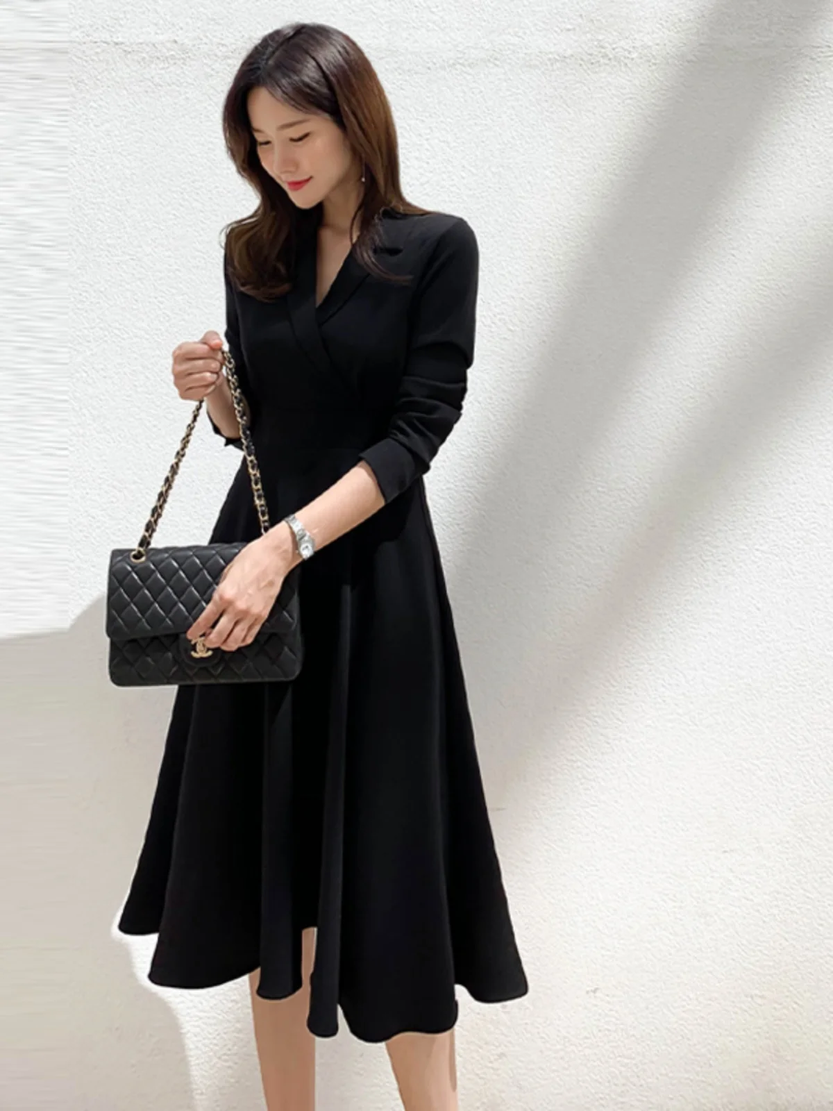 

Ele Bla Work Dr Slim Fit Formal Ocn Women's Faion Commute Dr Dazhizhi Autumn Winter High End Feel