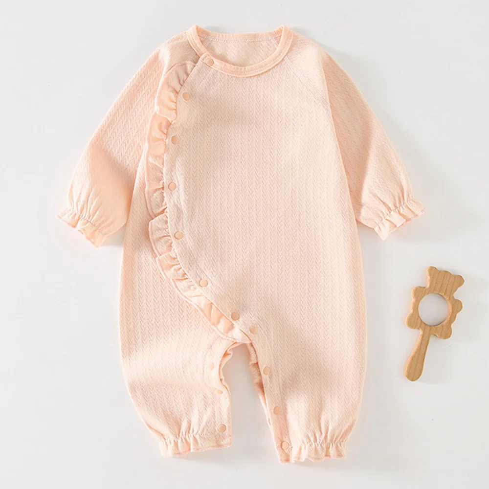 

Baby Girls Clothes Cotton Solid Color Ruffles Valentine Baby Girl Romper 1st Birthday Long Sleeve Princess Infant Jumpsuit