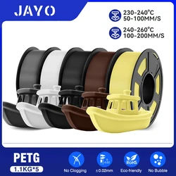 JAYO PETG 3D Printer Filament petg jayo filament no bubbles no drawing smooth multiple colors 3d printer accessories 1.1kg/roll