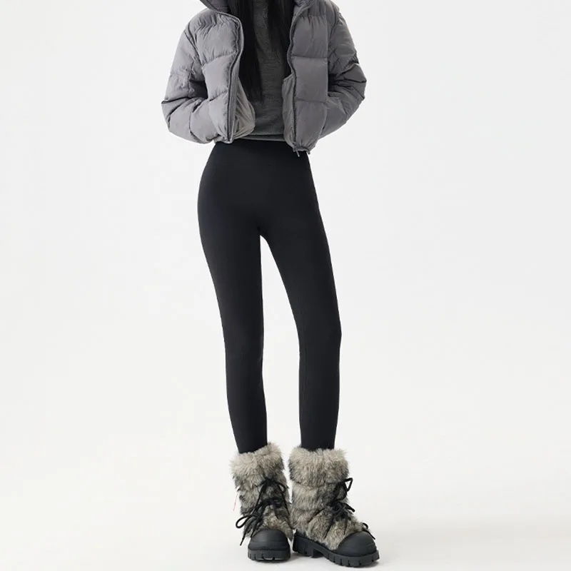 2025 جديد الشتاء زائد الصوف الدافئة طماق للنساء الكورية موضة عالية الخصر القرش السراويل رشاقته ضيق مطاطا اليوغا طماق