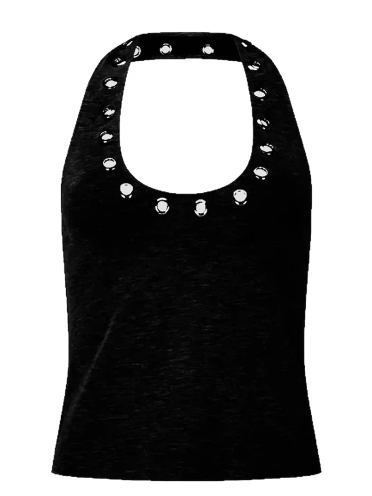 

Tank top Y2K summer hanging neck slimming top U-neck niche hollow eye personality spicy girl outfit suspender