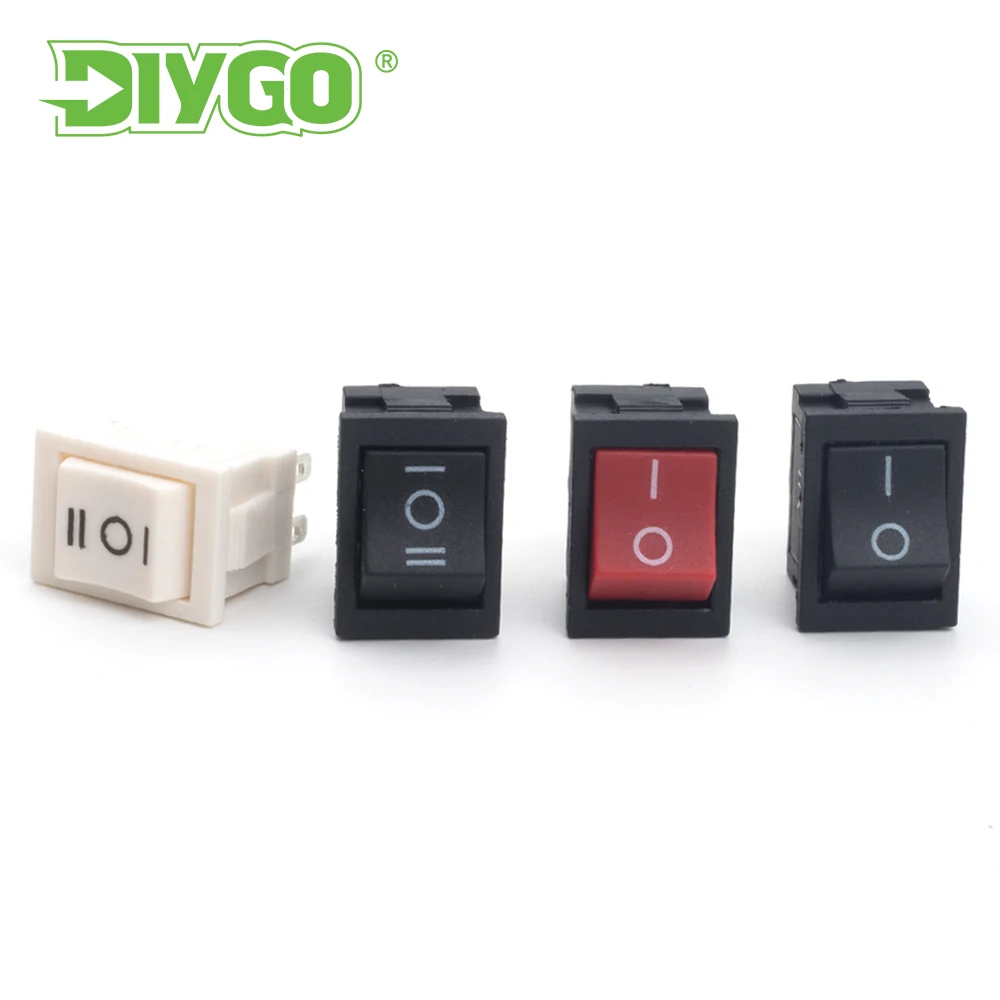 5PCS 6PIN 21X15mm Rocker Switch KCD2 DPDT Black White Push Button Boat Power Rocker Switch 6A/250V 10A/125V Electrical Equipment