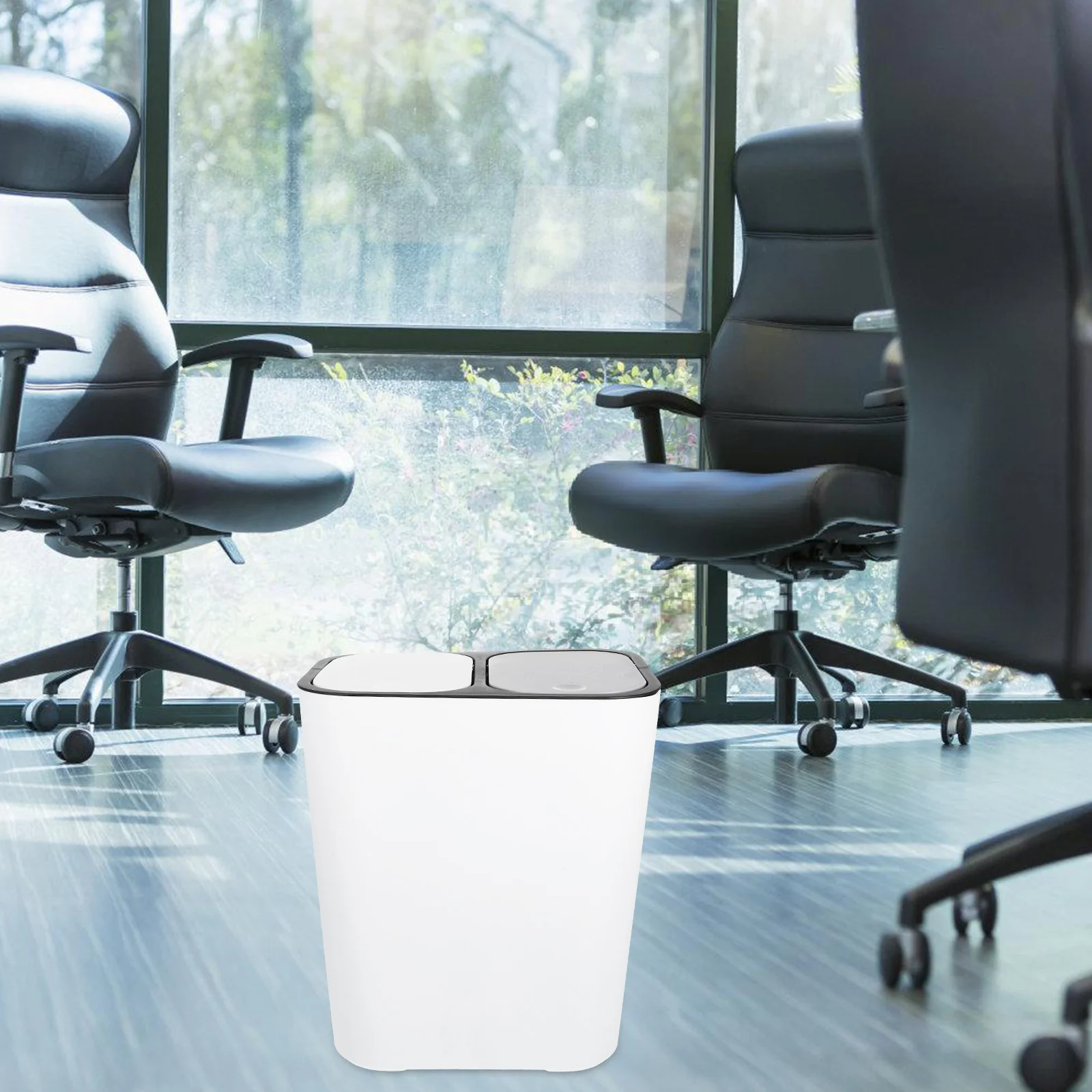

Push Top Cover Trash Can Dual Compartment Plastic Garbage Bin for Home Office Kitchen Bathroom Waste Sorting Container