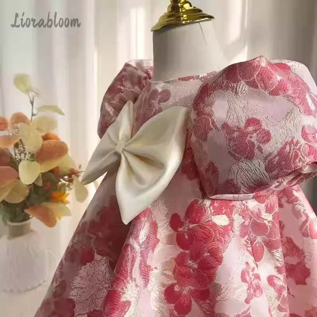 Abito stampato rosa per ragazze, abito da damigella, abito da festa, abito da principessa, abito elegante per ragazze
