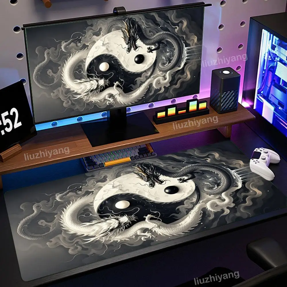 

Yinyang Pattern Mouse Pad Large Computer Office Game Table Mat XXL Rubber Anti-slip Stitched Edges Keyboard Mats Long Desk Pads