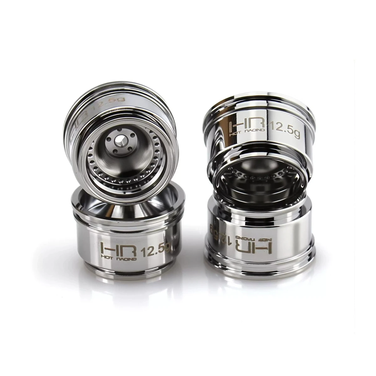 0.6 Inch Chrome Plated Brass Wheel Rims Full Set For Axial SCX30 RC Crawler Weight Upgrade Parts