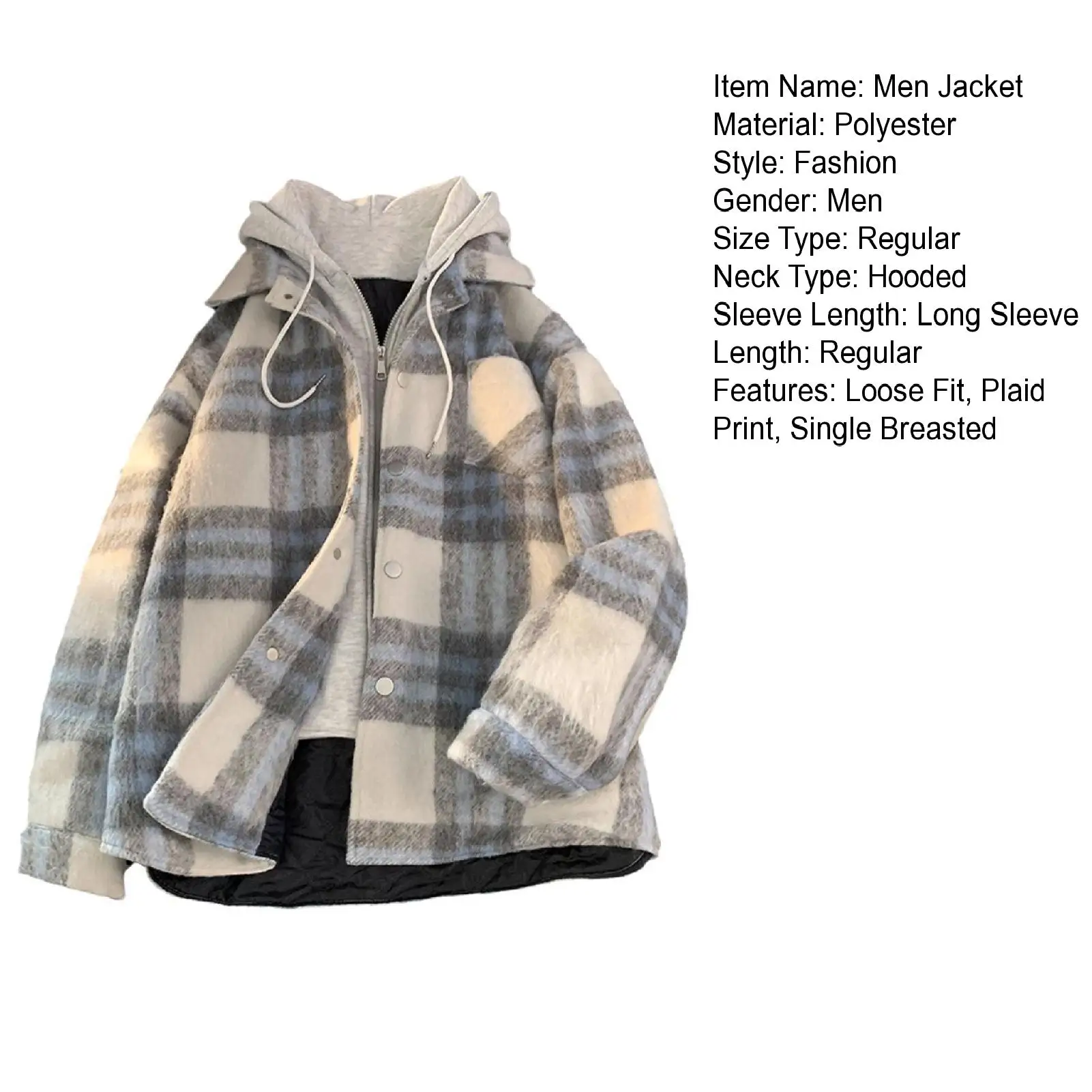 Men Hooded Cotton Coat Windproof Hooded Jackets for Men Thickened Cotton Outwear with Fake Two-piece Design Multiple for Men