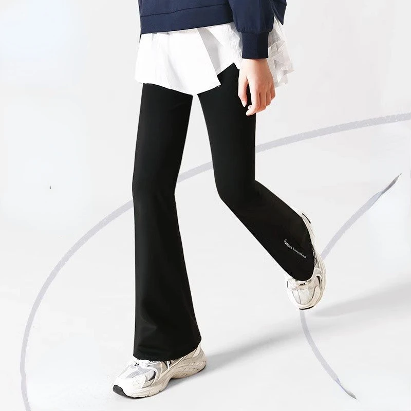 Kids Girls Skinny Leggings 2024 New Children Casual Elastic Yoga Pants Teenage Girls Shark Flare Legging Pants Korean Style