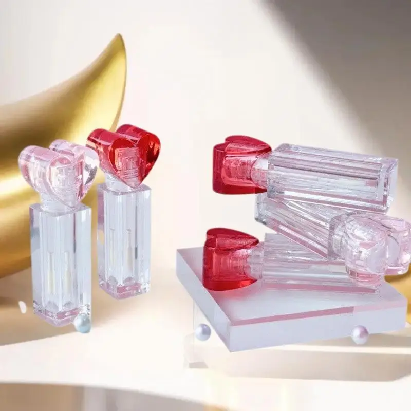 1 قطعة أنبوب ملمع الشفاه الفارغ القابل لإعادة الملء 3.5 مللي مستحضرات التجميل لطيف على شكل قلب واضح فرشاة كبيرة ملمع الشفاه أنابيب التعبئة والتغليف الحاويات #5