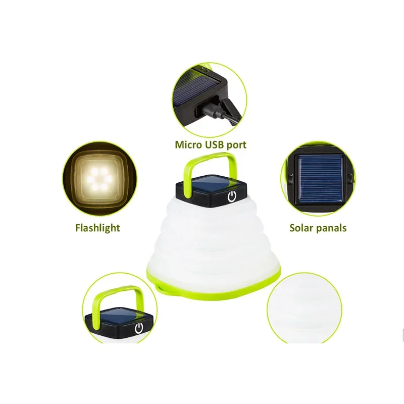 Imagem -04 - Portátil Led Camping Lamp Solar Recarregável Lanternas Dobráveis Luz de Emergência Impermeável Interior Exterior Reparação Tent Lights