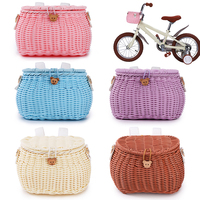Childrens Bicycle Basket Plastic Wovens Bike Basket Kids Bicycles Wicker Basket Bike Front Basket Backpack Bicycle Accessories
