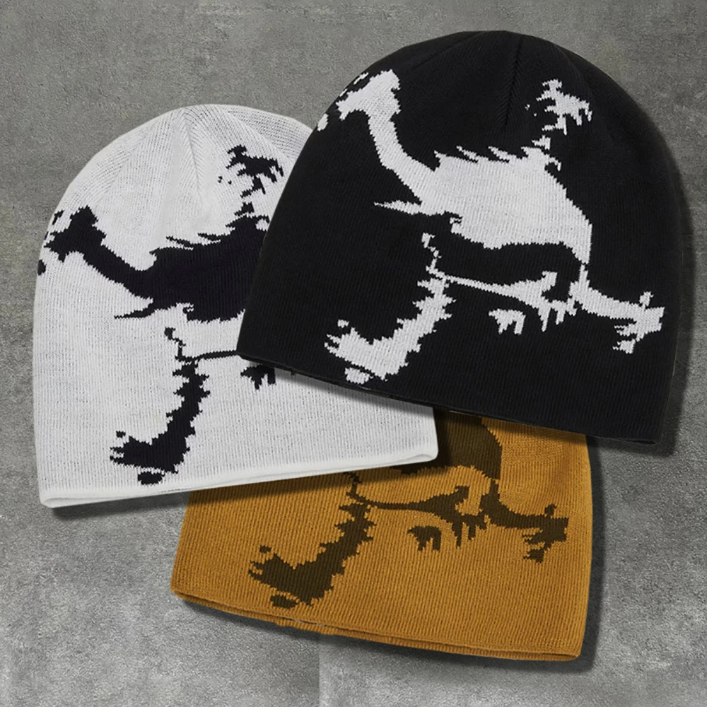 

New jacquard embroidery men's and women's autumn and winter warm knitted hats sports wool hats cold hats ski hats trend