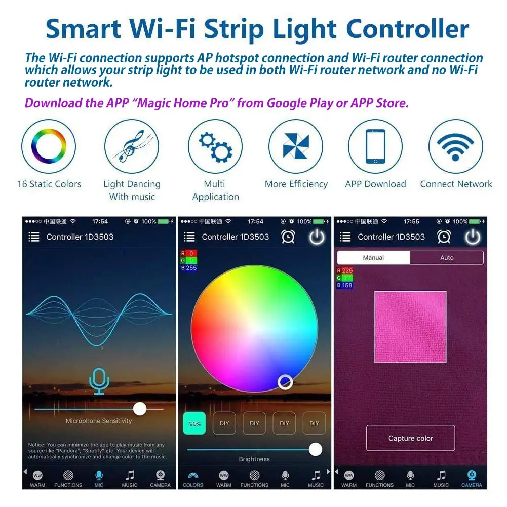 スマートLEDコントローラー,4ピン出力,wifi,alexa,Google Home Assistant,ifttt,Android, iOS, 2ポートと互換性があります