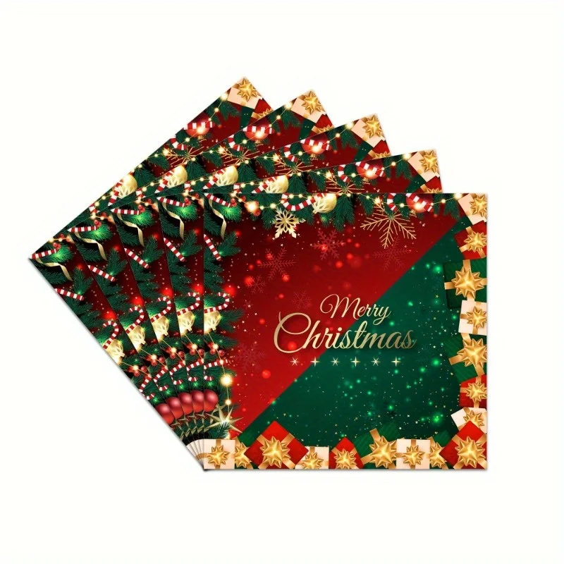 40pcs Count Festive Christmas Paper Napkins with Snowflakes,Merry Christmas Holiday Dinner,Party Birthday Decorations,Christmas