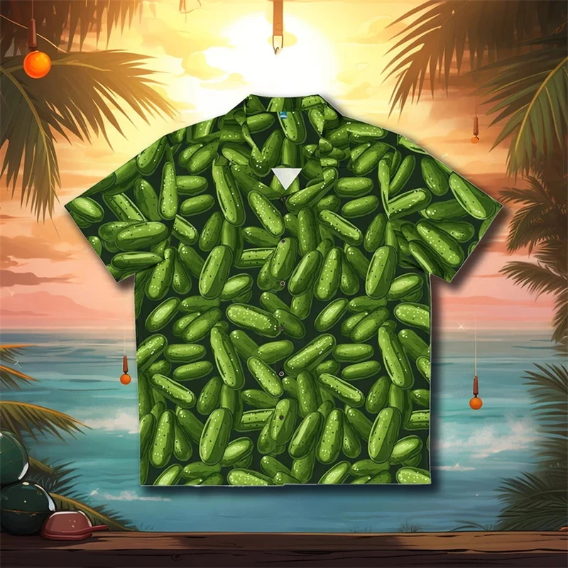 

Мужская гавайская рубашка Cucumber с 3D-принтом, повседневная, с коротким рукавом, на пуговицах, легкая, летняя, унисекс, для повседневной носки