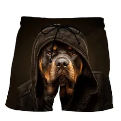 Calça curta fofa de cão pastor, masculina e feminina, calça estampada em 3D, shorts de praia, skate, casual, solta, moda infantil