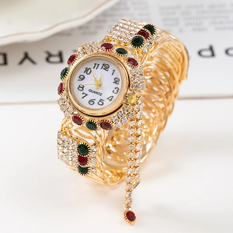 

Роскошные золотые женские кварцевые часы, наручные часы для женщин, женские спортивные платья со стразами, модные повседневные женские часы