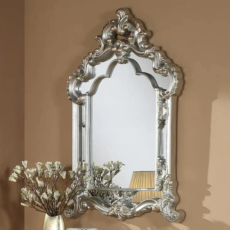 

European makeup mirror retro wall hanging carved porch decorative mirror bathroom mirror5556