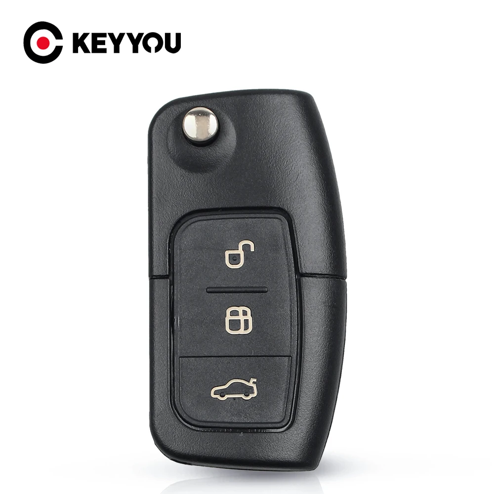 KEYYOU Para Ford Focus Fiesta C-Max Ka Capa de Chave Automotiva Dobrável Virgem com 3 Botões para Controle Remoto
