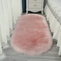 Large Oval Artificial Sheepskin Long Hair Carpets Faux Fur Area Rugs Floor White Wool Fluffy Soft Mats Bedroom for Living Room