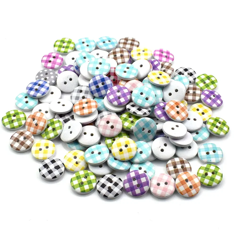 Vintage Wooden Buttons for Decoration, Sewing Clothes and Boots, Coat Accessory, Painting, 15mm, 50Pcs