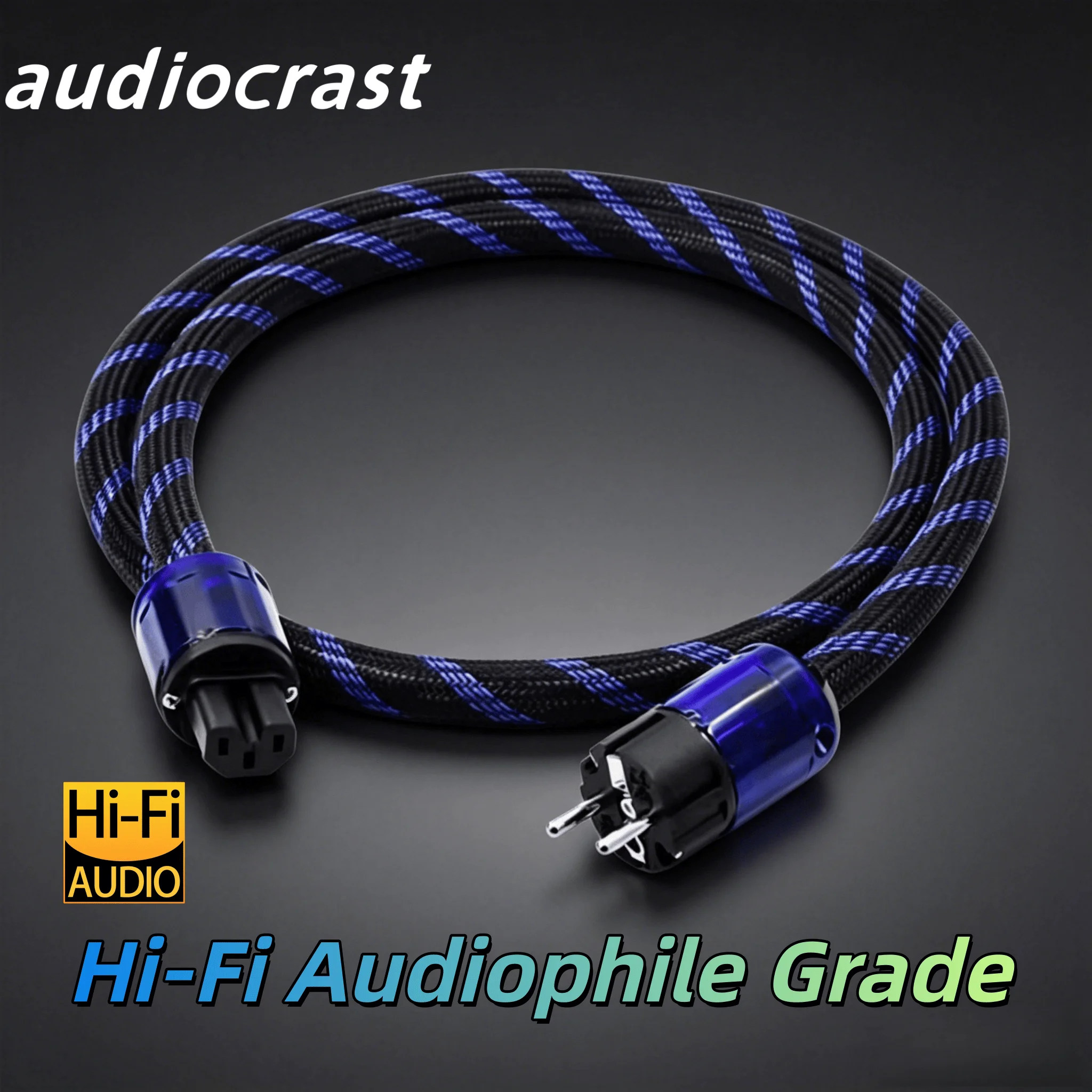 

Audiocrast 14mm Pure Copper Schuko Power Cord, Universal EU/US/AU Hi-Fi AC Power Cable For Audiophile Audio Equipment