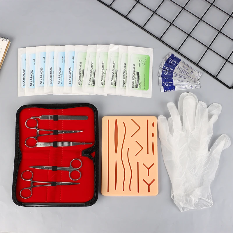 Students Suture Practice Kit Surgical Training With Skin Pad Model Tool Set Educational Teaching Equipment Practice Set