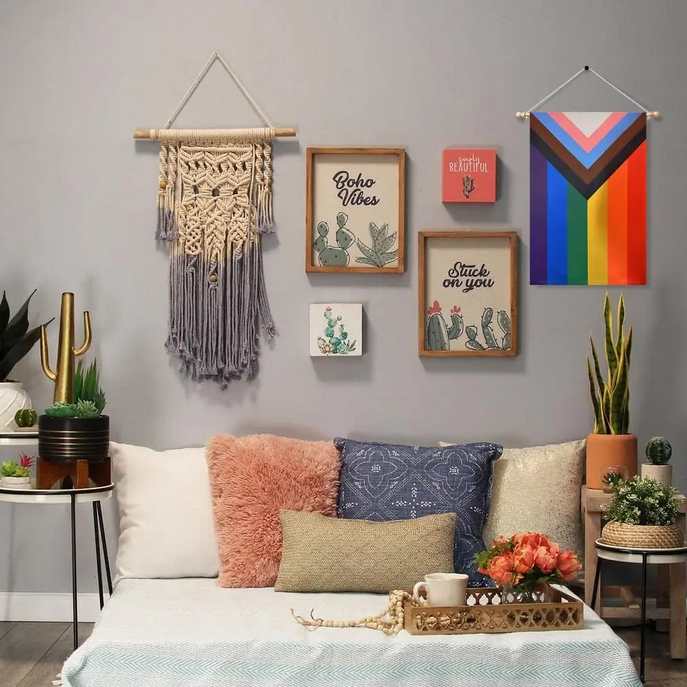 Progress Pride Gay LGBTQ Rainbow Garden Flag 12.5X18 Inch Ootdoor Double Sided Indoor Wall All Inlcusive Bisexual Gay Lesbia WWP