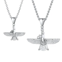 Size S/L Faravahar Necklaces Ahura Mazda Pendant Stainless Steel Zoroastrian Iranian Necklaces for Man Women Iran Jewelry Gift