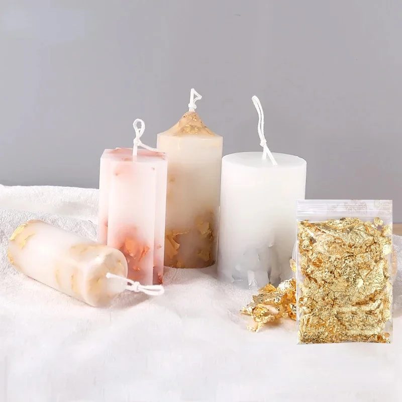 2g/bag Metallic Foil Flakes Gold Foil Flakes for Resin Nails Painting Candle Crafts and Resin Jewelry Making,Gold,Silver,Copper