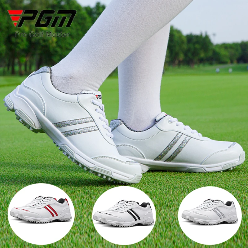 

PGM Women Golf Shoes Ladies Waterproof Breathable Golf Sneakers Ladies Anti Slip Spike Lace-up Shoes Microfiber Sport Footwear