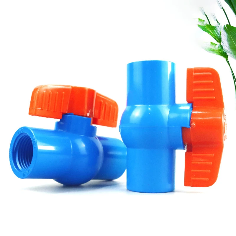 1Pcs I.D 20~63mm Blue/White PVC Pipe Socket Ball Valve Female Thread Water Supply For Garden Irrigation Adapter Fish Tank Joint