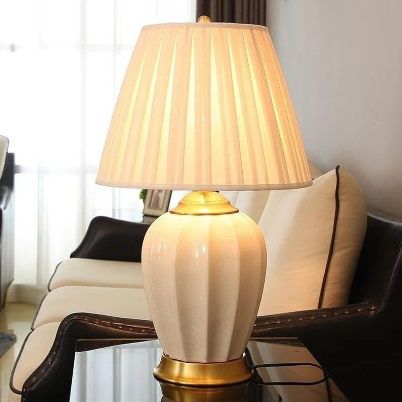 

Chinese Ceramic Standing Light Modern Luxury Desk Lamp Study Eye Protection Led Latern Bedroom Beside Lustre Home Decoration E27